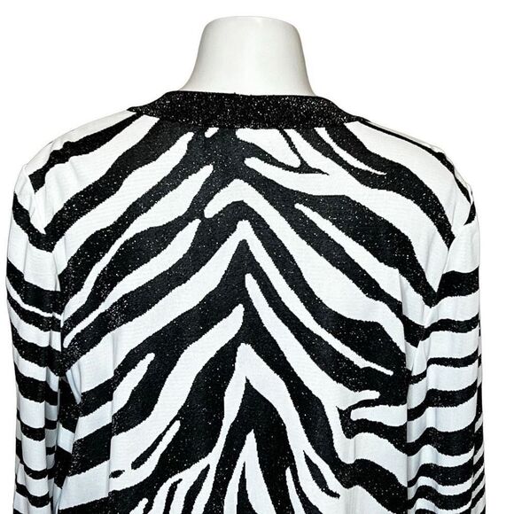 St. John metallic zebra print oversized cardigan size M - Picture 9 of 16